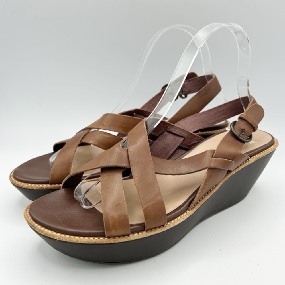 Camper Damas Leather‎ Platform Wedge Brown Sandals Size 40 EU